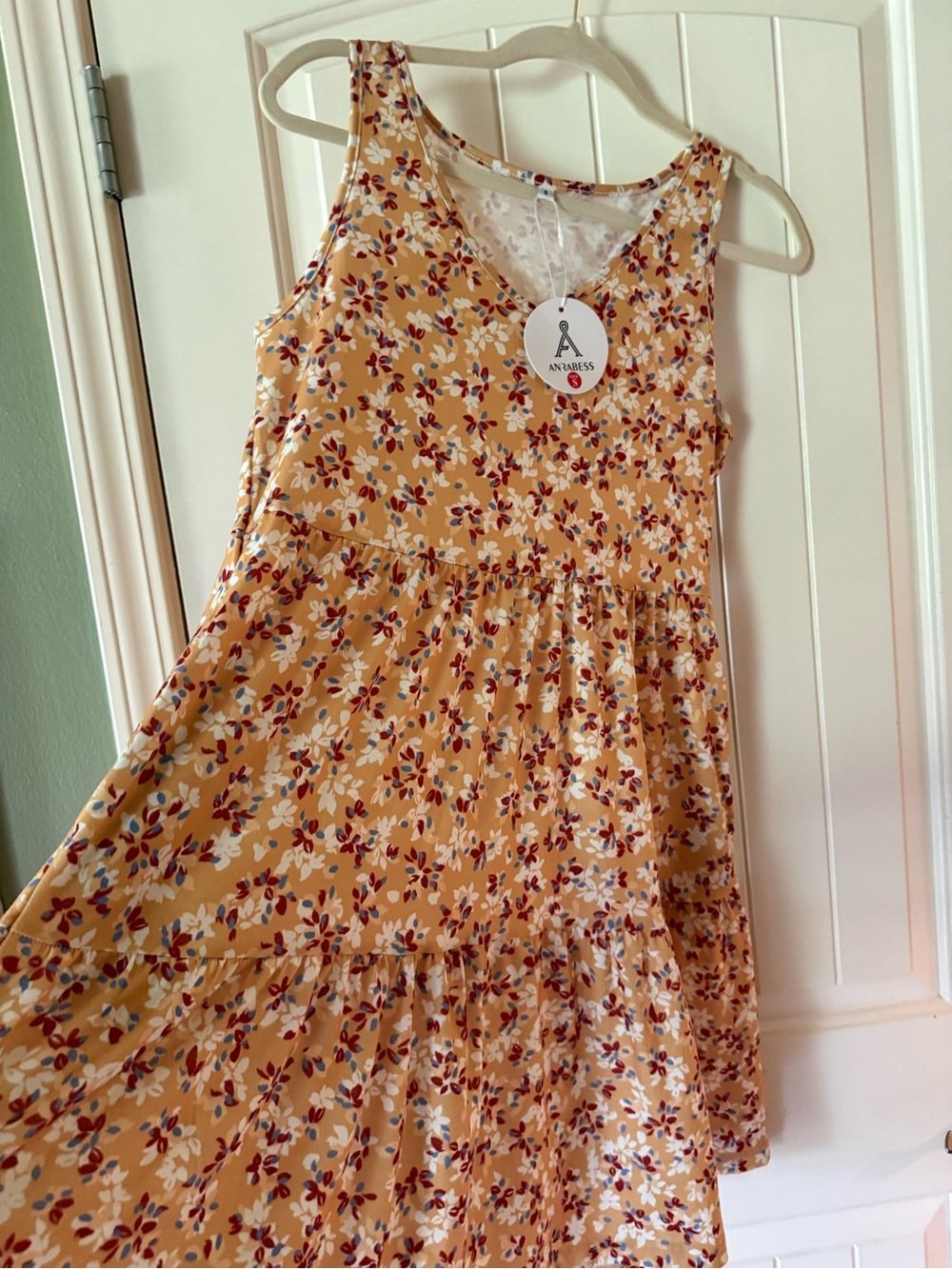 Anrabess Girls' Mustard Yellow Floral Tiered Sundress NWT POCKETS